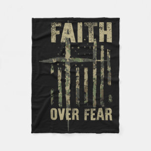 Faith Over Fear Christian America Pride Us Flag Pa Fleece Blanket