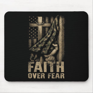 Faith Over Fear Christian America Pride Us Flag Pa Mouse Pad
