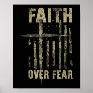 Faith Over Fear Christian America Pride Us Flag Pa Poster