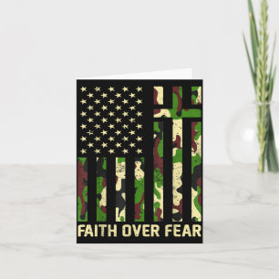Faith Over Fear Christian Americn Flag Camouflage  Card