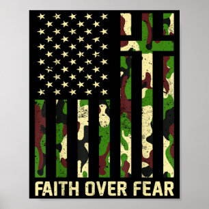 Faith Over Fear Christian Americn Flag Camouflage  Poster