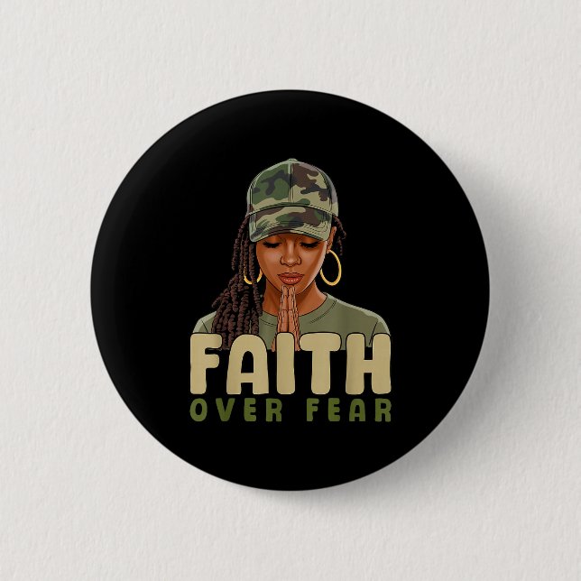 Faith Over Fear Christian Camo African American Af 2 Inch Round Button (Front)