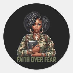 Faith Over Fear Christian Camo African American Af Classic Round Sticker