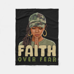 Faith Over Fear Christian Camo African American Af Fleece Blanket