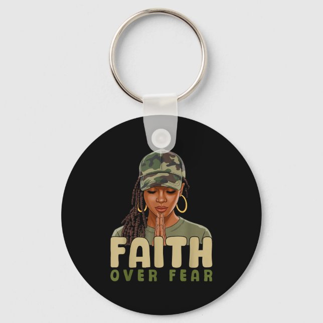 Faith Over Fear Christian Camo African American Af Keychain (Front)