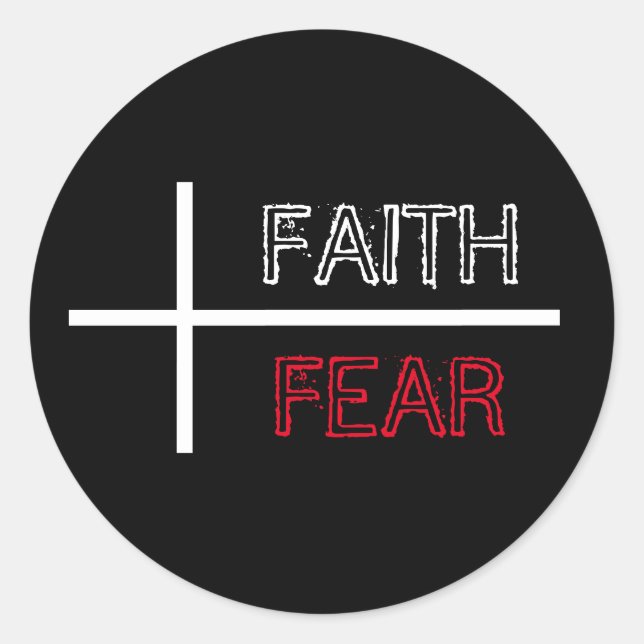 Faith Over Fear Christian Cross  Classic Round Sticker (Front)