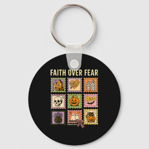 Faith Over Fear Christian Halloween Stamp Believer Keychain