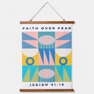 Faith Over Fear Christian Poster Modern Abstract  Hanging Tapestry