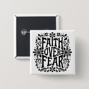 Faith over fear Christian quotes groovy retro 2 Inch Square Button