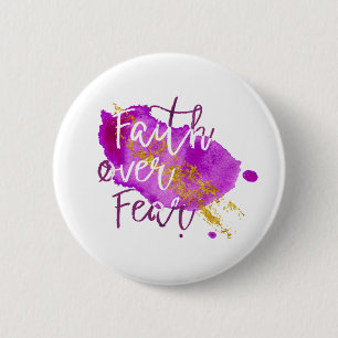 Faith Over Fear Christian Scripture Watercolor Art 2 Inch Round Button