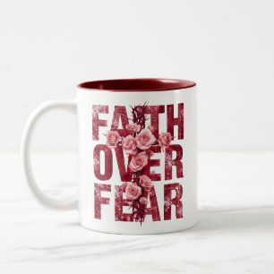 Faith over Fear Christian Two-Tone Coffee Mug