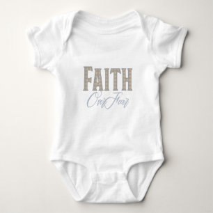 Faith Over Fear Christian Typography Design Baby Bodysuit