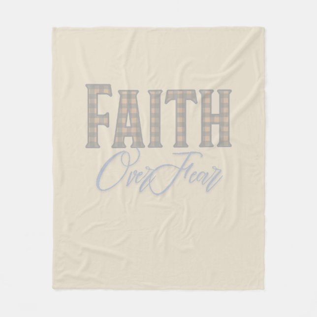 Faith Over Fear Christian Typography Design Fleece Blanket (Front)