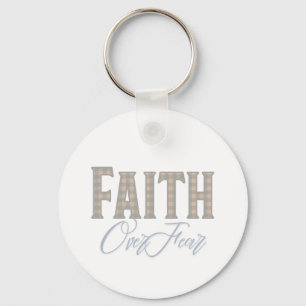 Faith Over Fear Christian Typography Design Keychain