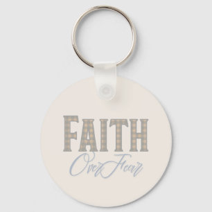 Faith Over Fear Christian Typography Design Keychain