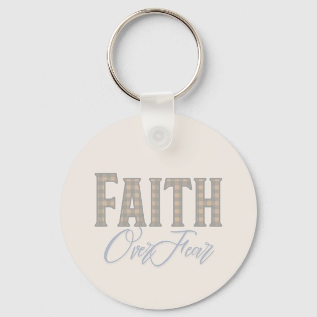 Faith Over Fear Christian Typography Design Keychain (Front)