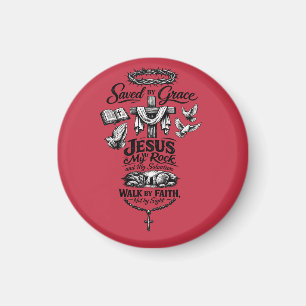 Faith Over Fear Christian Vintage Design Magnet