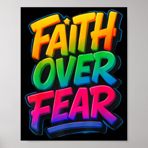Faith Over Fear Christian Women Men Insrational Gr Poster