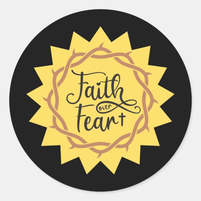 faith over fear classic round sticker (Front)