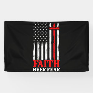 Faith Over Fear Cool Christian Flag Cross Banner
