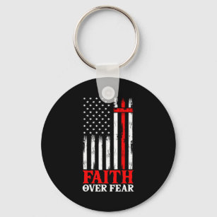 Faith Over Fear Cool Christian Flag Cross Keychain