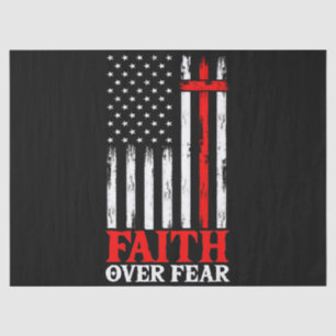 Faith Over Fear Cool Christian Flag Cross Tissue Paper