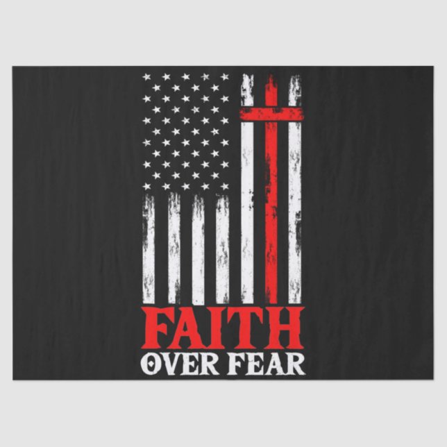 Faith Over Fear Cool Christian Flag Cross Tissue Paper (Front)