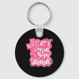 Faith Over Fear Coquette Bow Cross Christian Breas Keychain