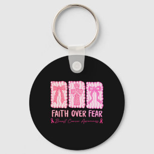 Faith Over Fear Coquette Bow Plaid Breast Cancer A Keychain