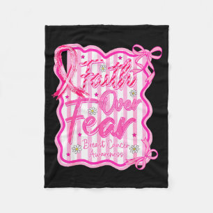 Faith Over Fear Cross Breast Cancer Awareness Chri Fleece Blanket