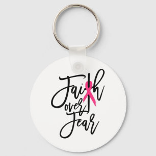 Faith Over Fear Cross Breast Cancer Awareness Chri Keychain