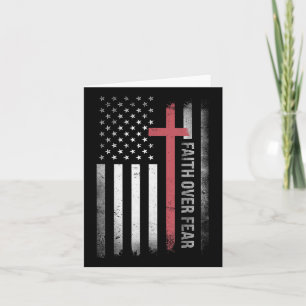 Faith Over Fear Cross Christian Us Flag Jesus  Card