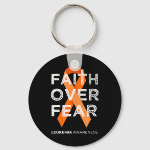 Faith Over Fear Fight Leukaemia Awareness  Orange  Keychain