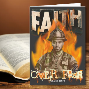 Faith Over Fear Firefighter Christian Card
