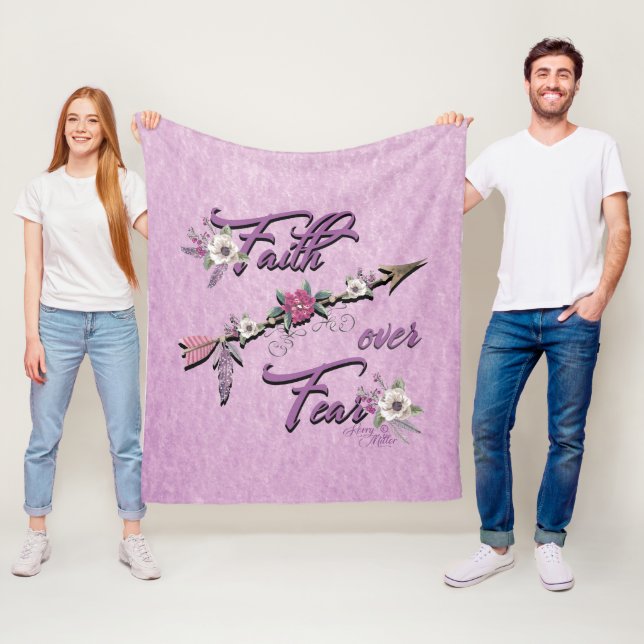 Faith Over Fear Fleece Blanket (In Situ)