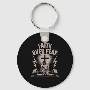 Faith Over Fear Funny Christian Workout Gym Jesus  Keychain
