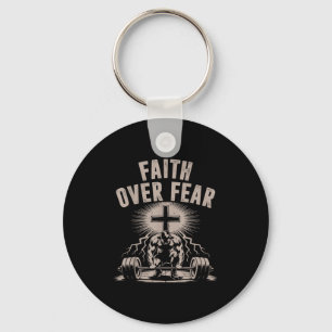 Faith Over Fear Funny Christian Workout Gym Jesus  Keychain