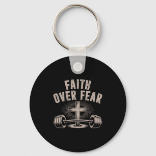Faith Over Fear Funny Christian Workout Gym Jesus  Keychain