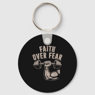 Faith Over Fear Funny Christian Workout Gym Jesus  Keychain