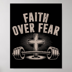 Faith Over Fear Funny Christian Workout Gym Jesus  Poster