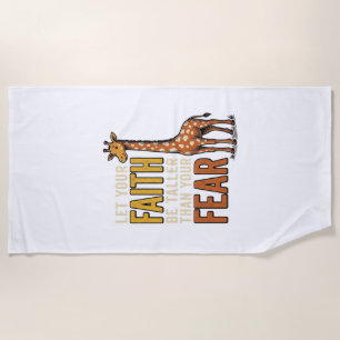 Faith Over Fear Giraffe Vintage Christian Shirt_1 Beach Towel
