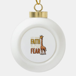 Faith Over Fear Giraffe Vintage Christian Shirt_1 Ceramic Ball Christmas Ornament