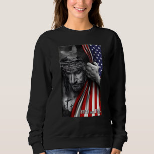 Faith Over Fear God Jesus Christian Flag Sweatshirt