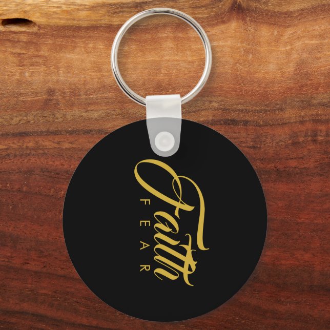 Faith Over Fear Gold and Black Keychain (Front)