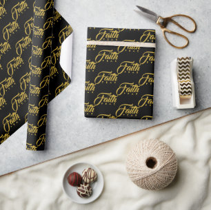 Faith Over Fear Gold and Black Wrapping Paper
