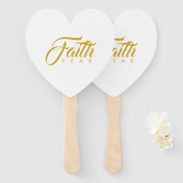 Faith Over Fear Gold and White Hand Fan