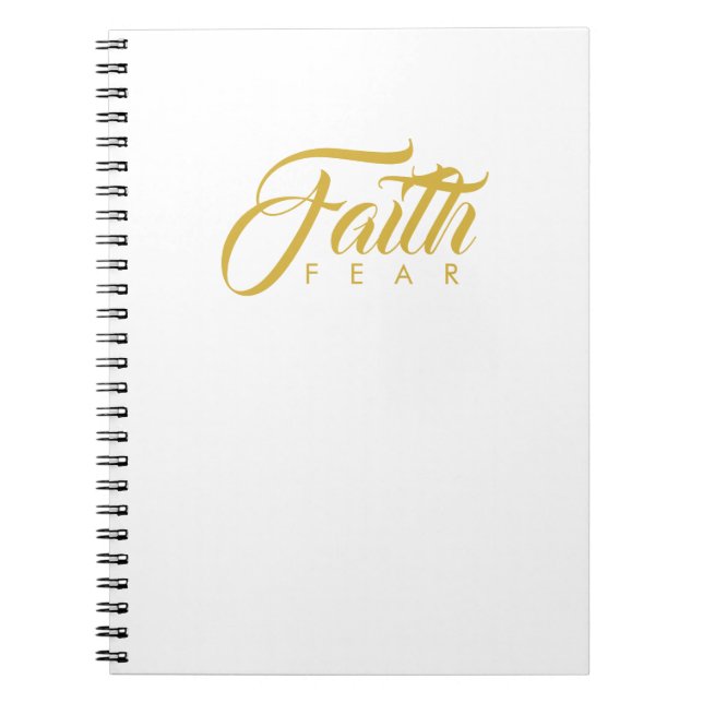 Faith Over Fear Gold and White Notebook (Front)