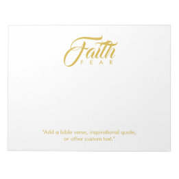 Faith Over Fear Gold and White Notepad