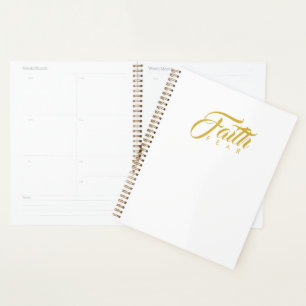 Faith Over Fear Gold and White Planner