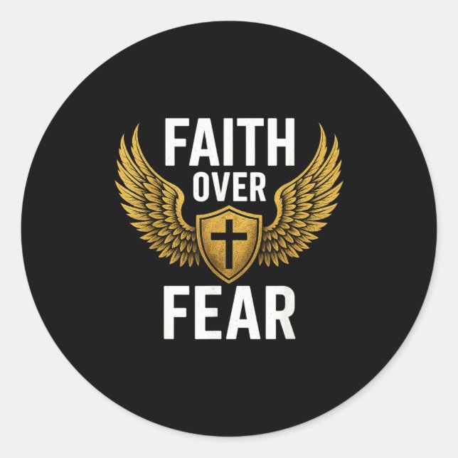 Faith Over Fear Gold  Classic Round Sticker (Front)